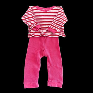 Vintage Gymboree Baby Girls XS 2 Piece Set Thermal Knit Top Pants Striped Pink